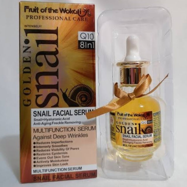 Wokali Golden Snail Facial Serum with Hyaluronic Acid Multifunction 8 in 1 Face Serum Fruit of the Wokali