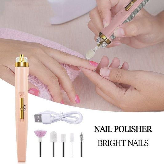 5 in 1 Electric Manicure Drill With Light Portable USB Professionals Pedicure Polishing Nail Grinder Nail Drill Sander Machine Nail Files Polishing Machine Manicure Nail Tools Kit