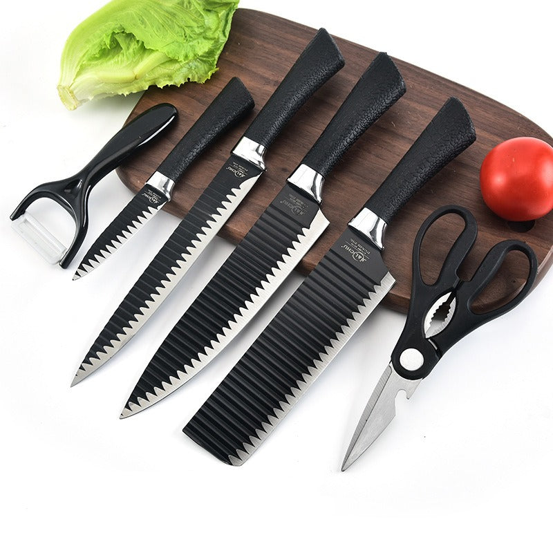 6 Pcs/Sets Knife Sets 1.2mm Kitchen Knives Cutters Kitchen Scissors Stainless Steel Knives Multifunctional Cutter Meat Vegetables Fruit Cutters