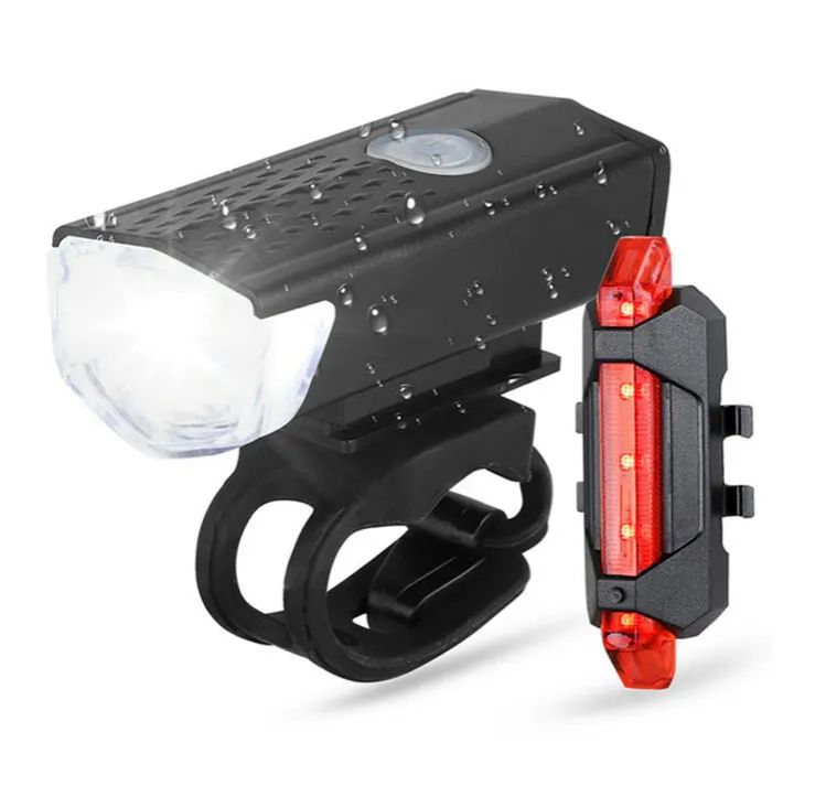 MTB Bike Lights Set USB LED Rechargeable Waterproof Mountain Bike Headlight Bicycle Light Front Warning Cycling Accessorie