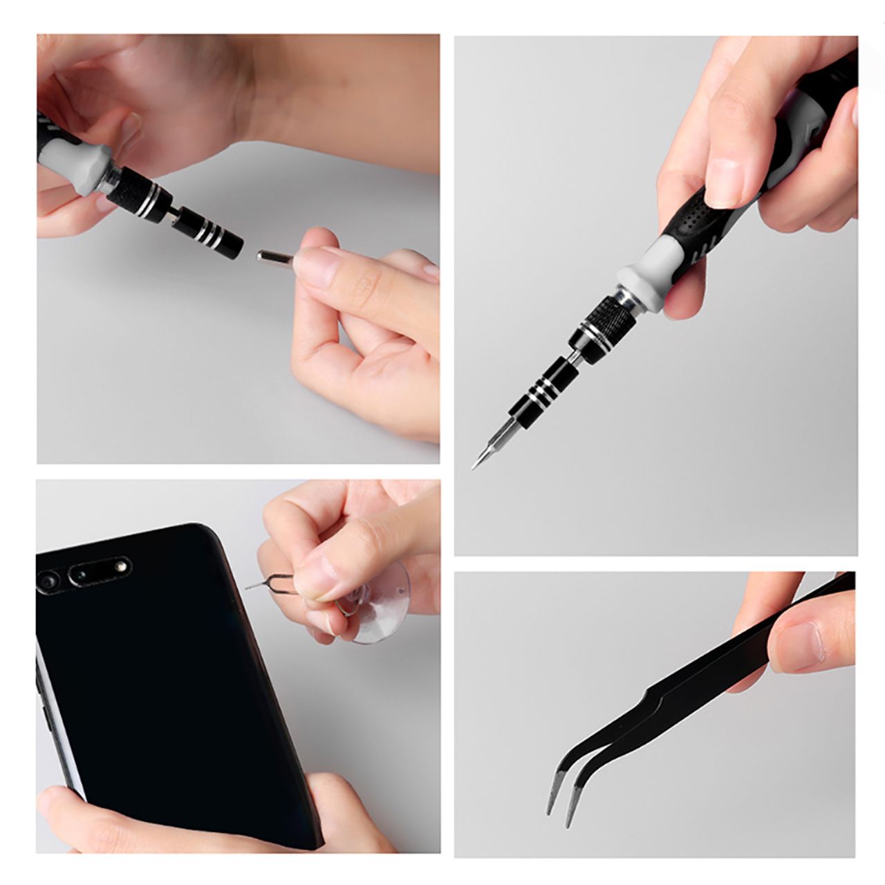 115 in 1 bit kit for mobile phone maintenance, multi-function precision screwdriver kit Black one size