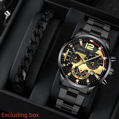 2Pcs/Set Fashion Watch Bracelet Set Men Watches Men's Watches Quartz Business Watches Male Wrist Watch Men Bracelet Jewelry