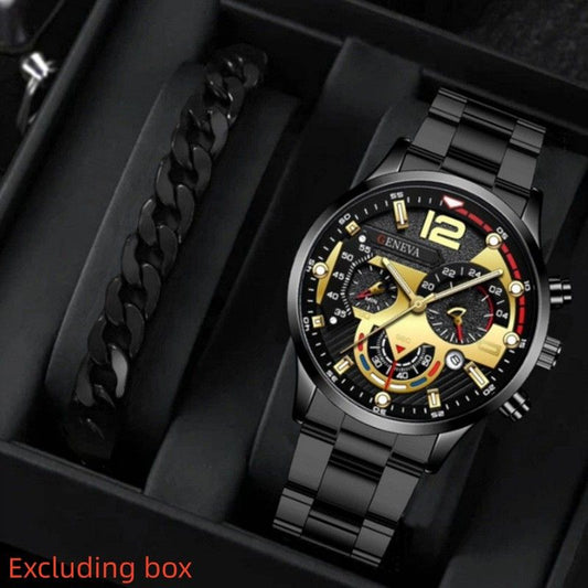 2Pcs/Set Fashion Watch Bracelet Set Men Watches Men's Watches Quartz Business Watches Male Wrist Watch Men Bracelet Jewelry