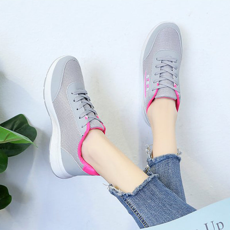 New arrival Women's casual sports gray shoes Ladies round toe mesh shoes Students fashion sneakers running shoes girls breathable gym shoes comfortable walking grey shoes