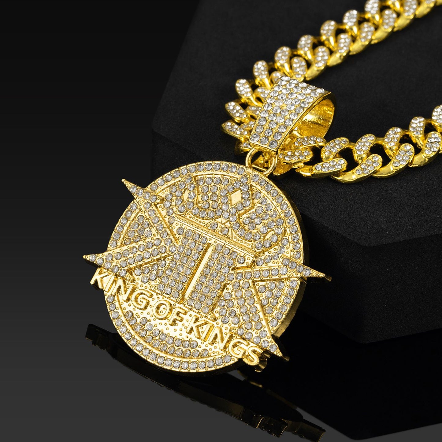 iced men pendant necklace for man hip hop iced pendant necklace with cuban chain for men/women hip hop fashion jewelry accessory gift for him/her party show costume jewelry