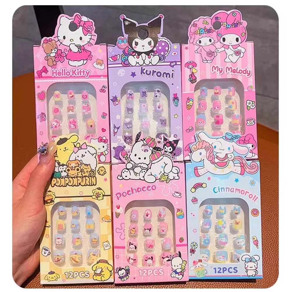 Hot selling children's nail art, bright pink, gradient color, European nail art, fake nail wearing nail art