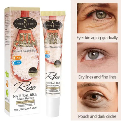 Aichun Beauty Natural Rice Eye Cream - Bags Removal Anti Wrinkle Firming Eye Cream for dark circles and puffiness