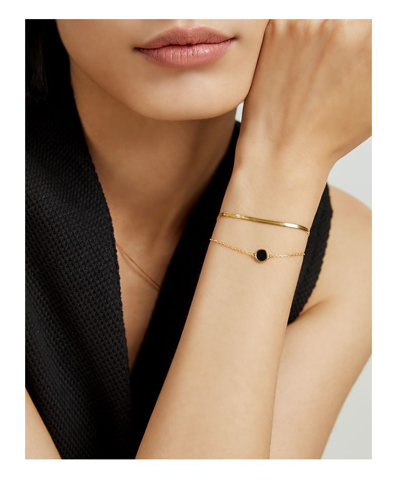 UPHUI Bracelet Design Wrapped Double Layered Wearing Personality Elegant Simple Fashion Bracelet Double Layered Design Geometric Bracelet Temperament Female Daily Wearing Students