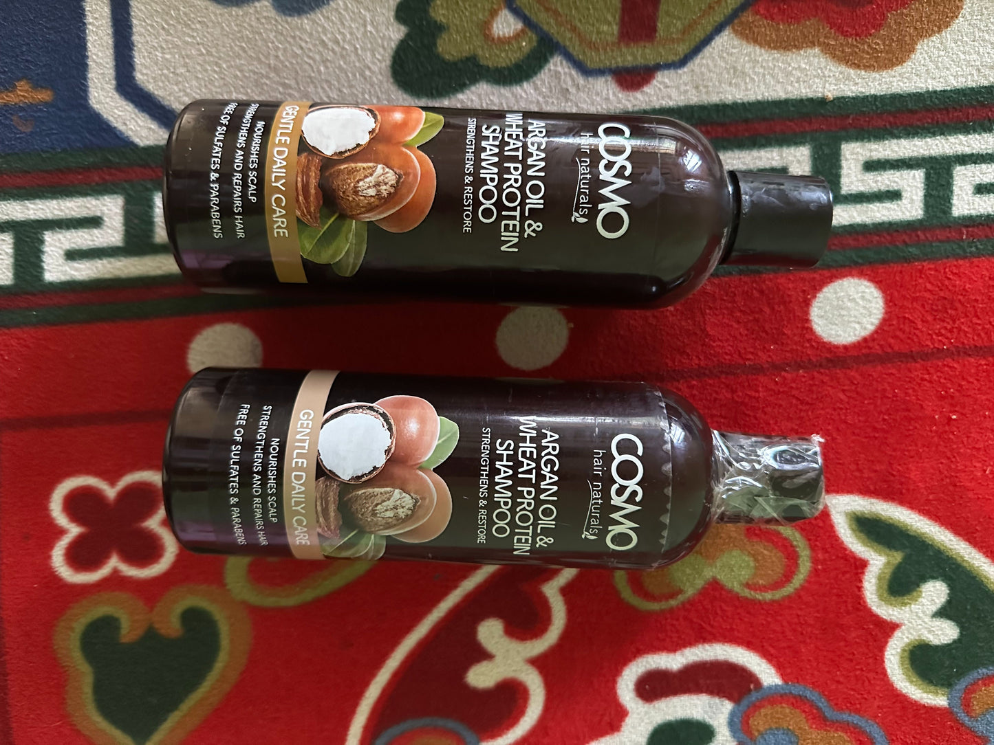 COSMO Hair Naturals Argan Oil and Wheat Protein Shampoo 480ml Gentle Daily Care Sulfate and Paraben Free to Strengthen and Restore Hair - 480ml Nourishes Scalp Strengthens and Repairs