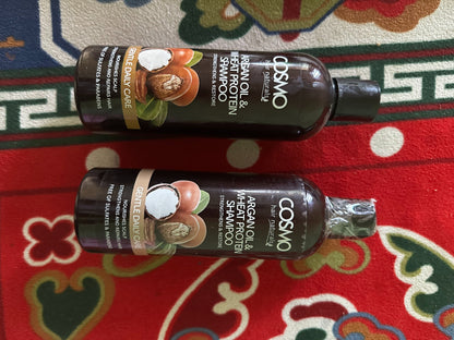 COSMO Hair Naturals Argan Oil and Wheat Protein Shampoo 480ml Gentle Daily Care Sulfate and Paraben Free to Strengthen and Restore Hair - 480ml Nourishes Scalp Strengthens and Repairs