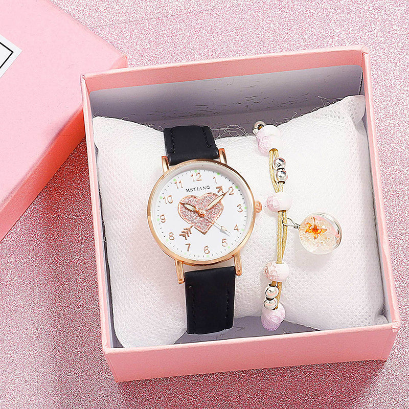 Ladies Watches Hearts Quartz Watch Back Light Watch Diamond-studded Luminous Casual Leather Belt Watches Simple Ladies Exquisite Small Dial Quartz Clock Dress Wristwatches Gift For lady
