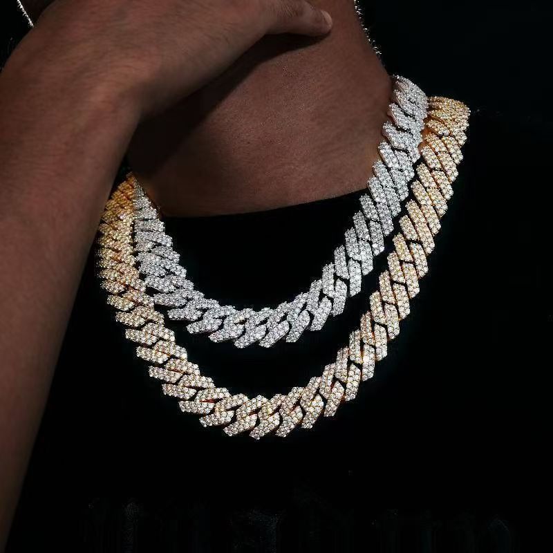 1pcs luxury chain jewelry 14mm miami cuban chain link necklace or bracelet rapper hip hop dangles men /women bling ice chains necklace men fashion jewelry accessories gift for friend