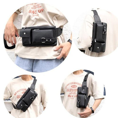 Fashion Waist Bag Fanny Pack Crossbody Pouch Waist Bag For Men Women Shoulder Bags Adjustable Shoulder Strap Fanny Pack Purse Large Phone Belt Bag PU Leather Outdoor Travel Phone Bag Zipper Closure