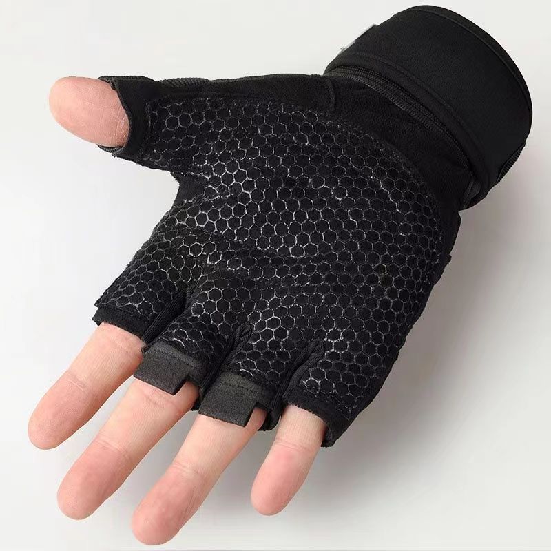 A Pair Long Wrist Half-finger Gloves Men's And Women's Motorcycle Gloves Fitness Barbell Equipment Weightlifting Outdoor Sports Cycling Gloves
