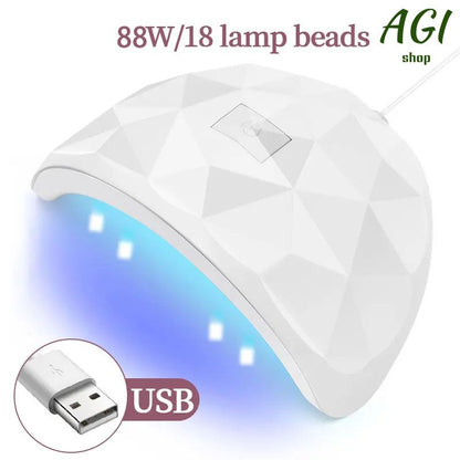 88W LED Nail Drying Lamp Manicure UV Nail Dryer Curing Gel Nail Polish 18 Lights USB Charge Professional Manicure Pedicure Nail Lamp Tools Equipment Sun Light Nail Art Tools