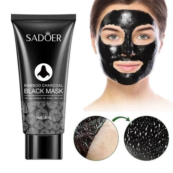 SADOER Peel Off Mask Black Mask Deep Cleansing Bamboo Charcoal Blackhead Remover Shrink Pores Mask, Blackhead removing, pore shrinking, Vitamin C , nasal mask for deep cleaning, tear off, facial mask