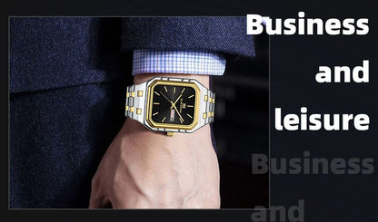 New Business Casual Men's Watch Waterproof Simple Fashion Luminous Square Gradient Gold Steel Belt Men's Brand Watch