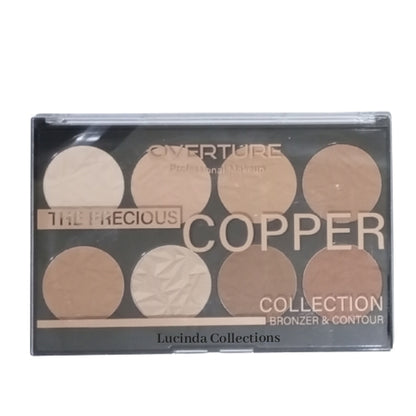 OVERTURE The Precious Copper Collection Bronzer & Contour Pro Palette 8 Color Professional Makeup
