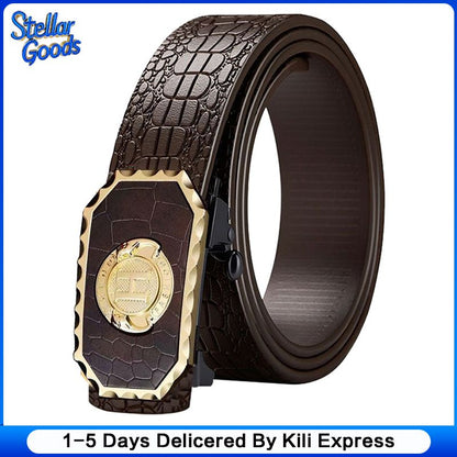 New Men Belts High Quality Leopard Belt Success Men Belt Business Automatic Buckle Fashion Trend Casual All-match Belt Men Accessories
