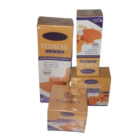 Guanjing Turmeric Facial Soap+Face Serum+Anti-Aging Cream and clay mask