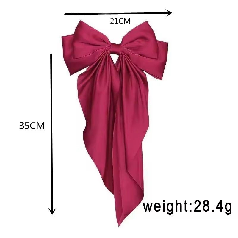 Elegant Large Bow Ribbon Hair Clip For Women Girl Sweet Headbands Soft Satin Hairpin Hairgrip Fashion Hair Accessories Solid Color Ponytail Clip