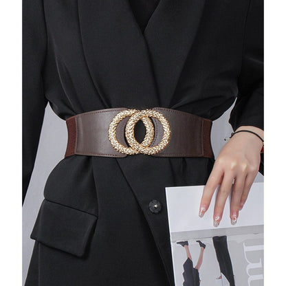Fashion Women's Belt Elastic Waist Cover Belt Wide Belt Female Wide Waistban With Versatile Elastic Decoration Expands To size