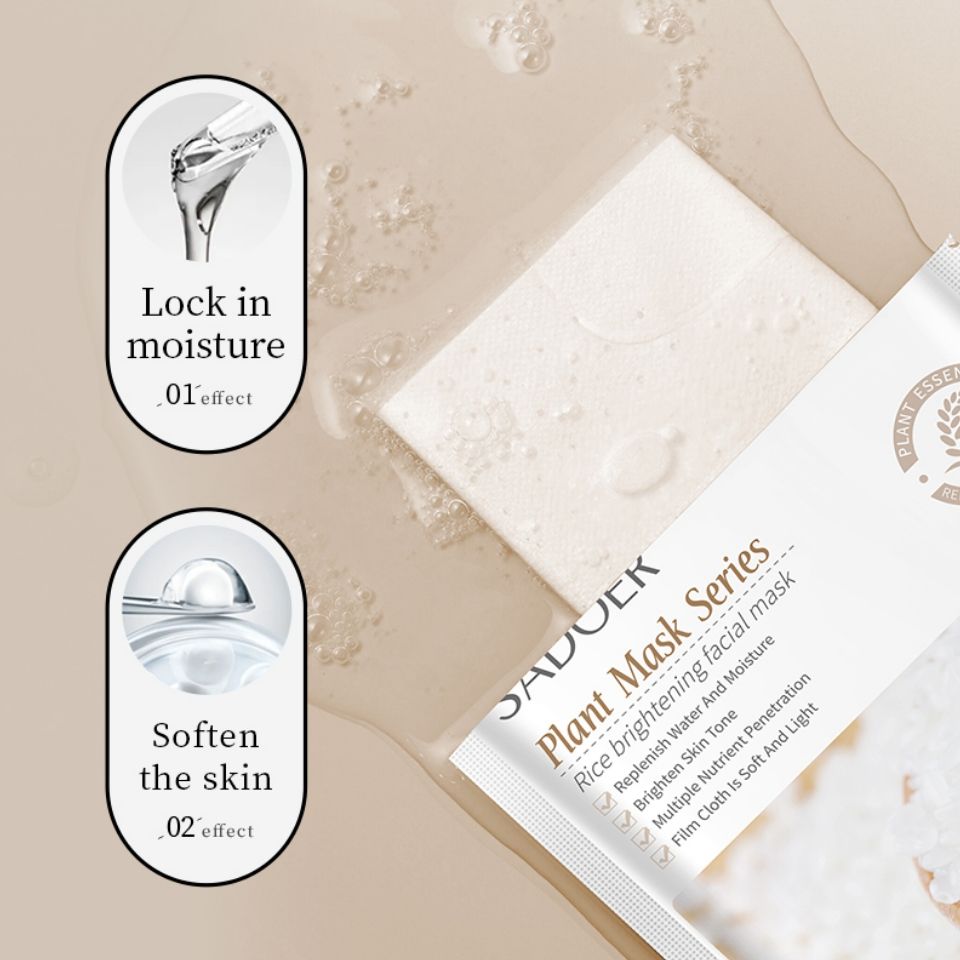10 PIECES Sadoer Rice Facial Mask Sheets Brightening Moisturizing, Deep Repair Cleansing Natural Coffee Extracts Essence Face Masks