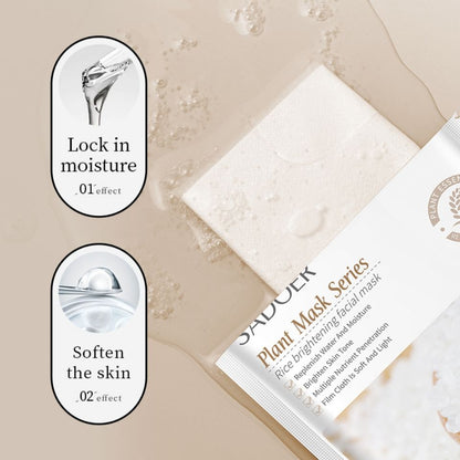 10 PIECES Sadoer Rice Facial Mask Sheets Brightening Moisturizing, Deep Repair Cleansing Natural Coffee Extracts Essence Face Masks