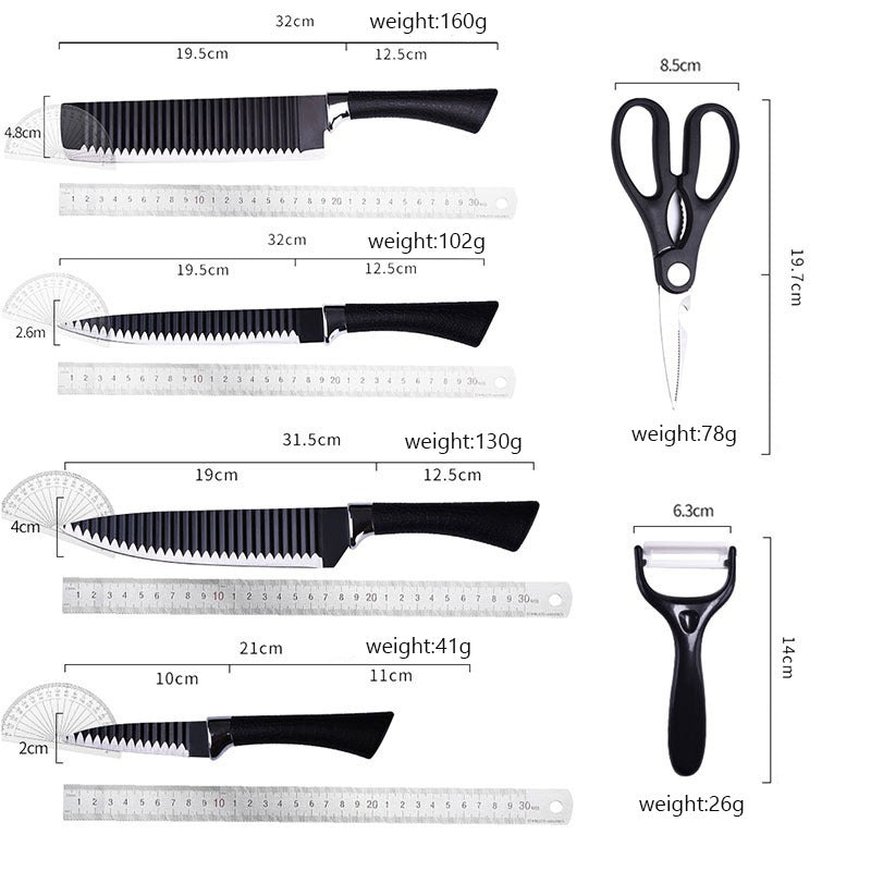 6 Pcs/Sets Knife Sets 1.2mm Kitchen Knives Cutters Kitchen Scissors Stainless Steel Knives Multifunctional Cutter Meat Vegetables Fruit Cutters