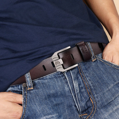 PU Leather For Men High Quality Black Buckle Jeans Belt Cowskin Casual Belts Business Belt Men's belt high-quality belt men's pin buckle youth jeans casual vintage belt men