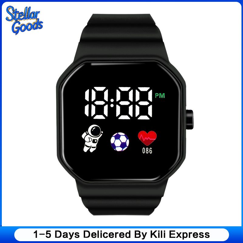 Digital Watches Men and Women Sports Watches LED Digital Clock Astronaut Silicone Strap Fashion Square Men and Women Electronic Clock Student Watches Birthday Gift