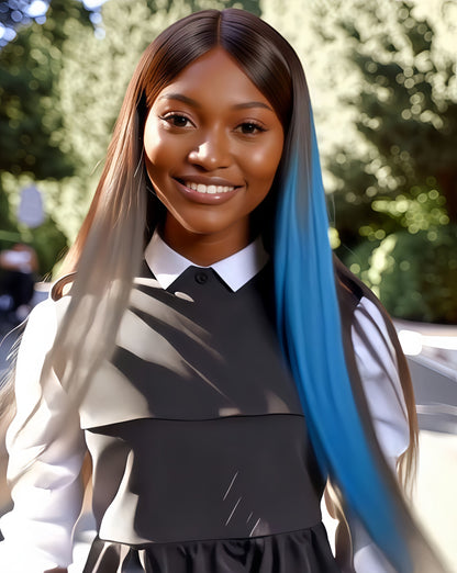 Synthetic Fiber Clip-in Underlight Extensions | Damage-Free Gradient Hair & Social-Ready Style (Church Ready, Smoky Blue Gradient, 20 Inch, Lightweight, Daily/Professional Use)