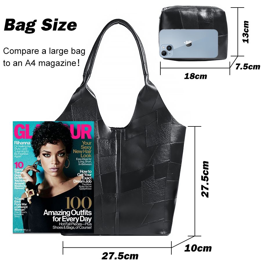 2 In 1 Korean Ladies Handbag Small Bag Set Large Capacity PU Bags - Black