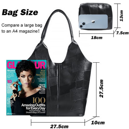 2 In 1 Korean Ladies Handbag Small Bag Set Large Capacity PU Bags - Black