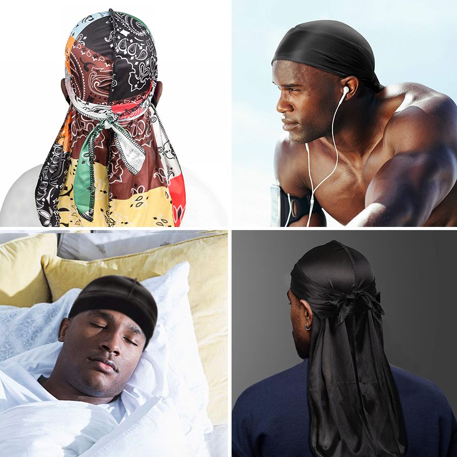 3 Pcs Silk Silky Durag Set for Men and Women Waves Doo Rag Long Tail Headwrap Silky Wave Durag Chemo Cap Satin Doo Rag for 360 Waves