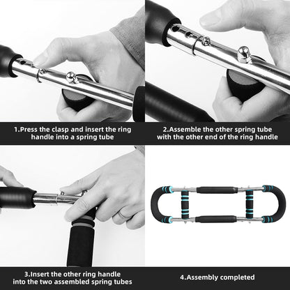 Twister Arm Trainer, Adjustable Twister Arm Chest Exerciser for Men & Women,Adjustable Spring Workout Bar Detachable Power Twister Home Fitness Equipment for Enhancing Upper Body Muscle