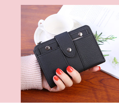 Women's stylish, frosted, flip-top, high-quality classic purse wallets is compact, delicate and practical