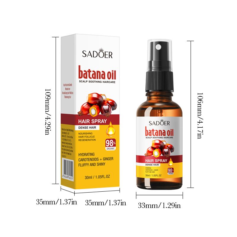 SADOER Batana Oil Hair Spray for Hair Care, Scalp Care, Hair Growth, Voluminous Dense Hair Growth, Activates Hair Follicles, with Ginger and Hydrating Carotenoids For Fluffy Shiny Hair