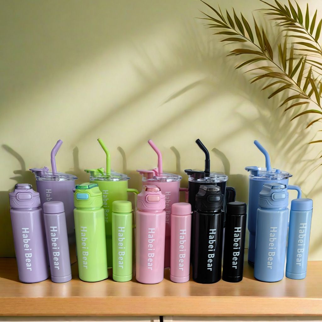 New 3PCS Set Water Bottles Car Cup Macaron Bottle Ice Bar Cup Plastic Sports Mug Large Capacity Frosted Water Bottle Coffee Cup