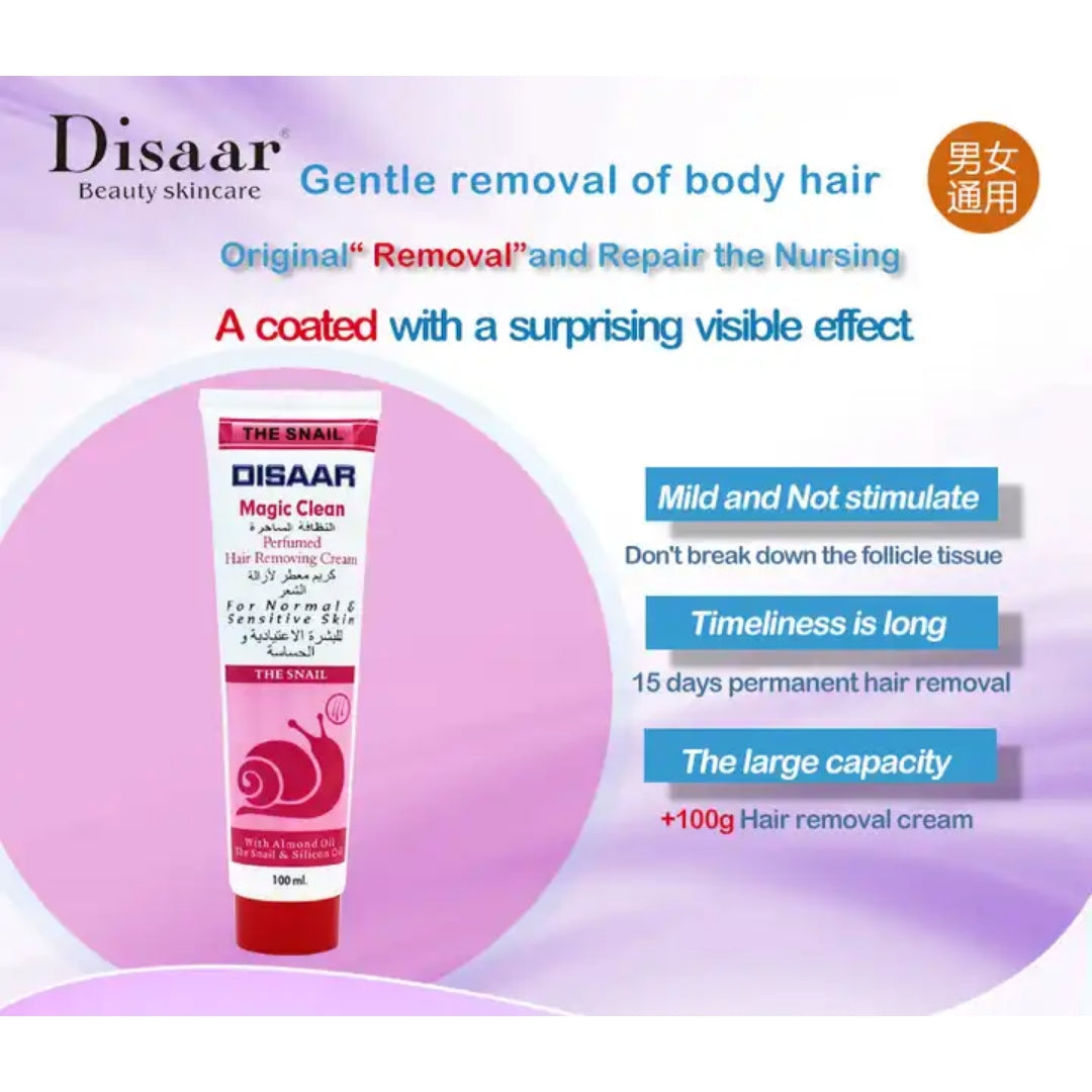 Disaar Natural Magic Clean Depilatory Snail Almond Oil Hair Removal Cream