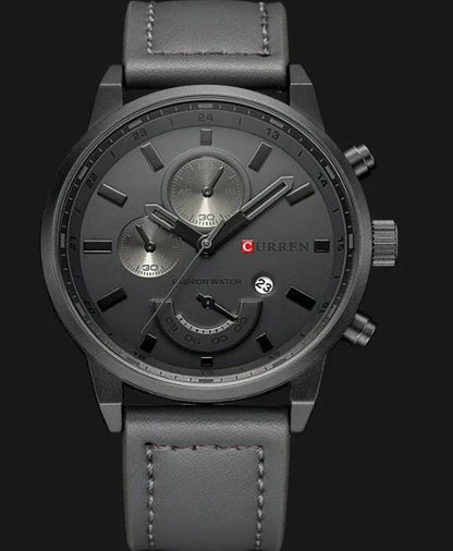 Curren 8301 Men’s 45 mm 3D Dial Watch – Leather Strap Quartz Timepiece with Auto Date, Complete Calendar, Hardlex Face & 3 ATM Water Resistance