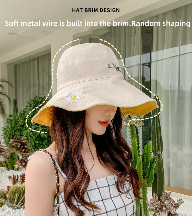 New style cotton bucket hats womens sun protection and shading in spring and summer beach leisure outdoor riding all-around sun hat cap