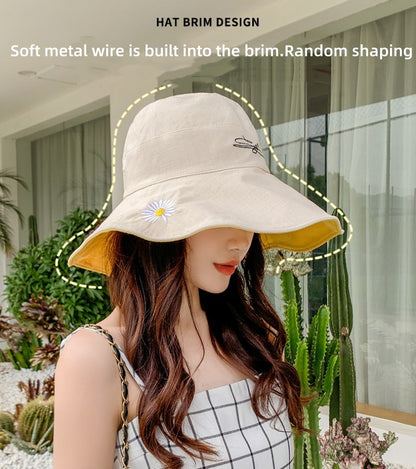 New style cotton bucket hats womens sun protection and shading in spring and summer beach leisure outdoor riding all-around sun hat cap