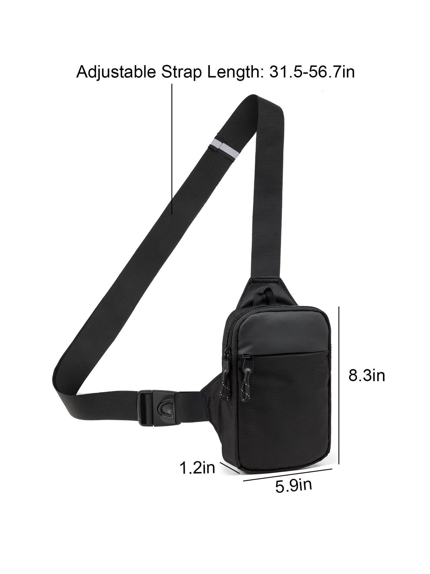 Mini Crossbody Sling Bag Chest Bag Dual Pocket Water Resistant Fanny Pack Running Phone Holder for Men Women Workout Travelling