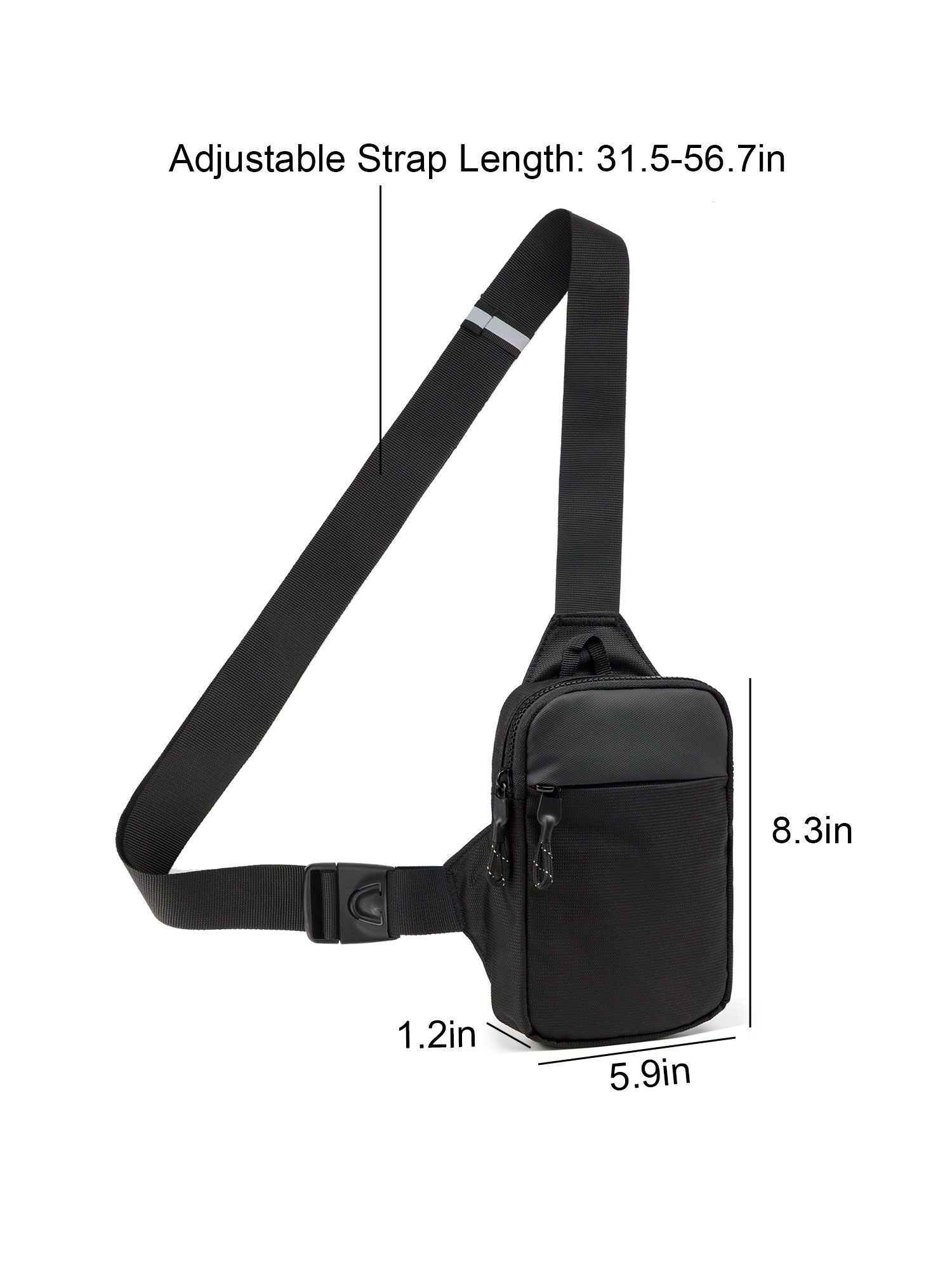 Mini Crossbody Sling Bag Chest Bag Dual Pocket Water Resistant Fanny Pack Running Phone Holder for Men Women Workout Travelling