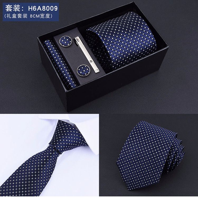 Men's gift box 1Tie+1tie clip+2cuffs+1handkerchief 5in1 Gentleman's suit Tie sets birthday present Valentine's Day gift