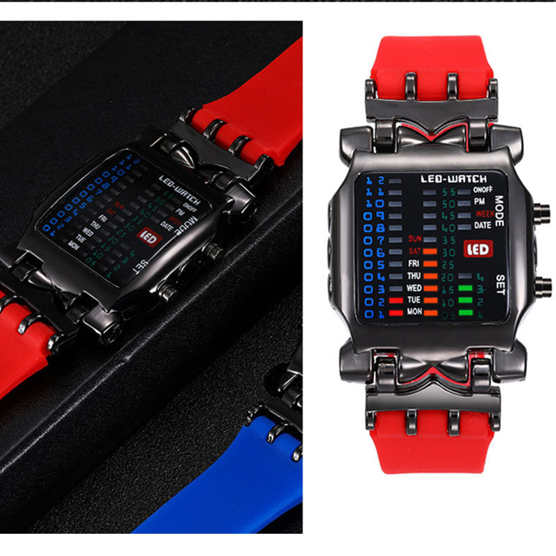 New Watches Multifunctional Popular Square Dial Unisex Binary LED Digital Watches Rubber Band Casual Sport Outdoor Wrist Watch Luminous Smartwatch For Men Women Smart Bracelet Gifts