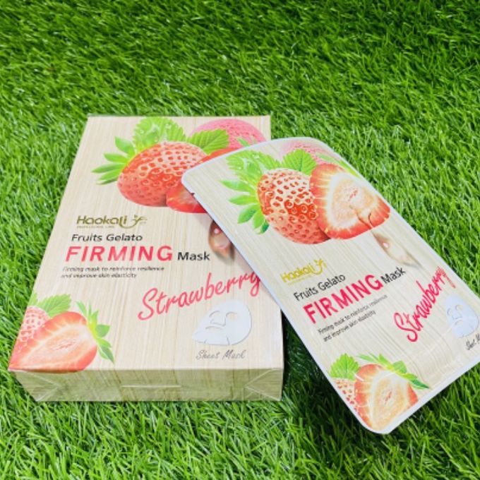 10Pcs Haokali Strawberry Facial Mask Sheet Fruits Gelato Firming Face Mask Face Skin Care