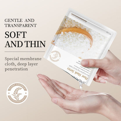 5 PIECES Sadoer Rice Facial Mask Sheets Brightening Moisturizing, Deep Repair Cleansing Natural Coffee Extracts Essence Face Masks