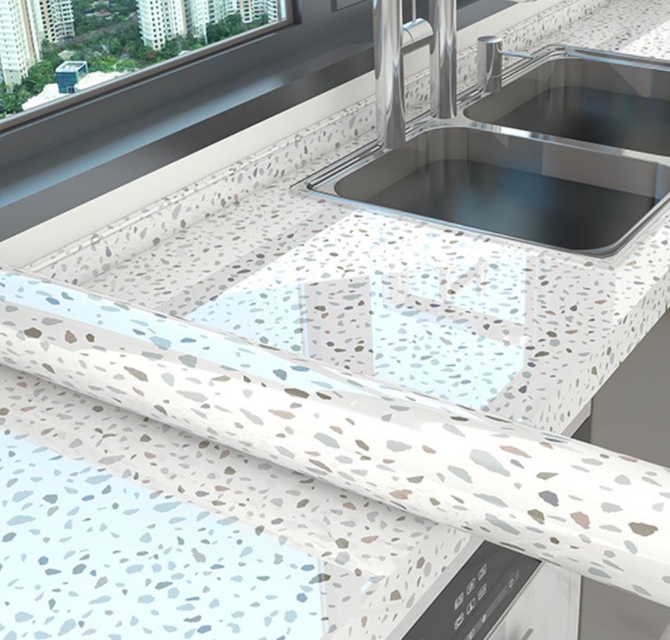 Glossy Self-Adhesive Removable Wallpaper peel and Stick Wallpaper- Vinyl Contact Paper for Countertops, Cabinets, Furniture